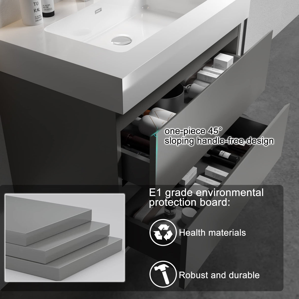 BLUHOUZZ Alice 30 Inch Bathroom Vanity with Sink, Large Storage Wall Mounted Floating Bathroom Vanity for Modern Bathroom, One-Piece Sink Basin Minimalist Bathroom Sink Cabinet BLUHOUZZ