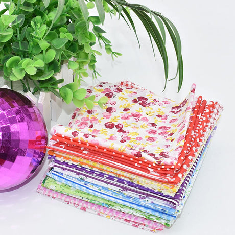 42Pcs 10"x10" Quilting Cotton Fabric Squares Sheets Pre-Cut Multi-Color Design Printed Floral Craft Fabric for DIY Sewing Scrapbooking Quilting Craft Patchwork (Red/Pink/Yellow/Green/Blue/Purple) HDST-HOME