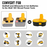 Fybemax 2 Packs DM18D Battery Adapter with USB, Replace DCA1820 for DeWalt 20V & for Milwaukee M18 Lithium Battery to for DeWalt 18V NiCad & NiMh Battery Tools Fybemax
