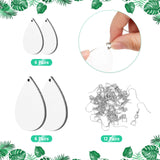 24 Pieces Sublimation Blanks Earrings Unfinished Wooden Earrings Teardrop Earring Pendant with Earring Hooks DIY Earrings Kit for Jewelry Making Craft Include 2 Sizes Yaomiao