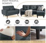 Pingliang Home 2 Piece Comfy Couch Set, 3 Seater & 2-Seater Sofa and Loveseat Set with Ottoman, Modern Sofa Sets for Living Room/Apartment/Office, Dark Grey Pingliang Home