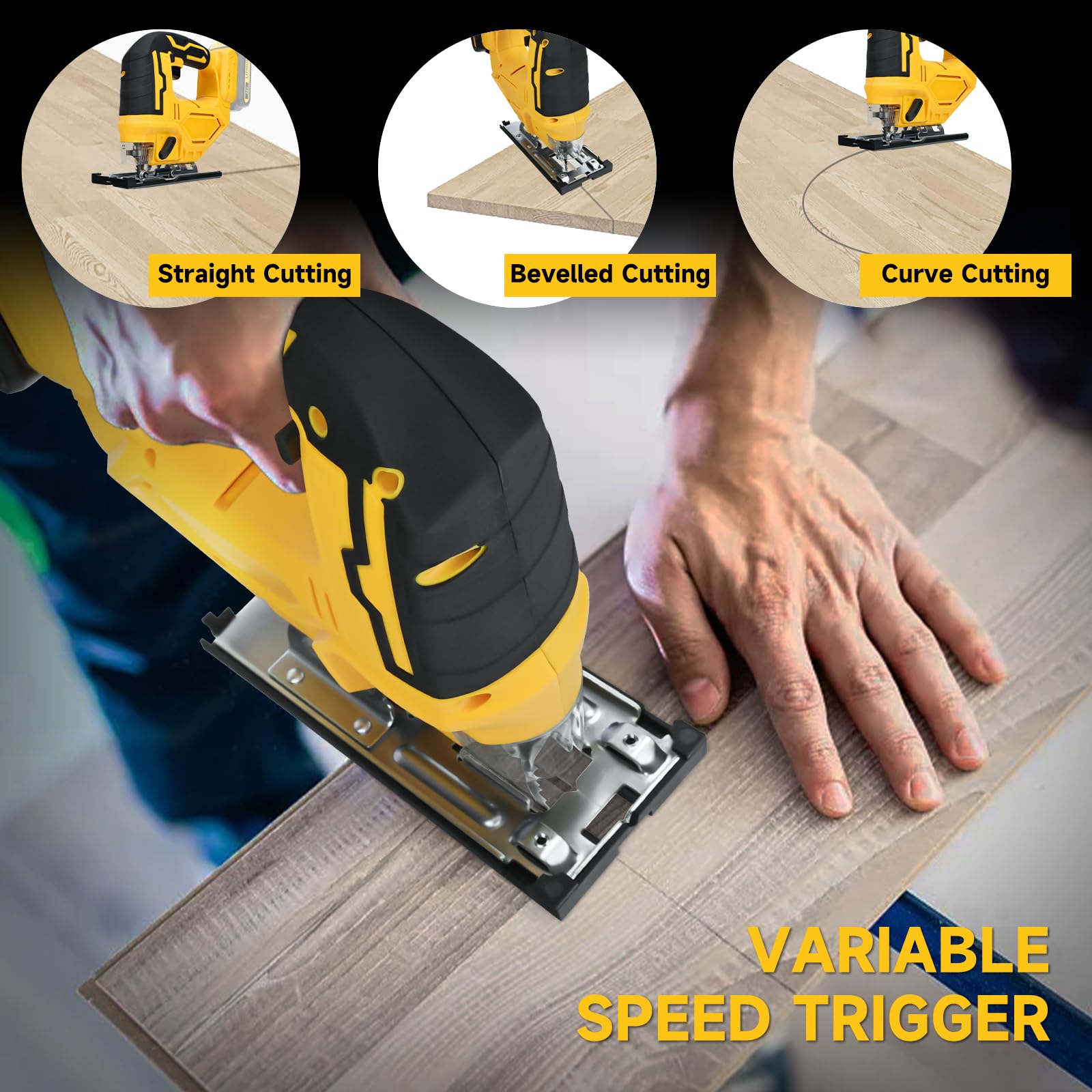 Cordless Jig Saw for DeWalt 20V Battery, 0°-45° Bevel Cuts, Brushless Jigsaw Tool, 3-Position Orbital for Wood/Metal/PVC Cutting - WoodArtSupply