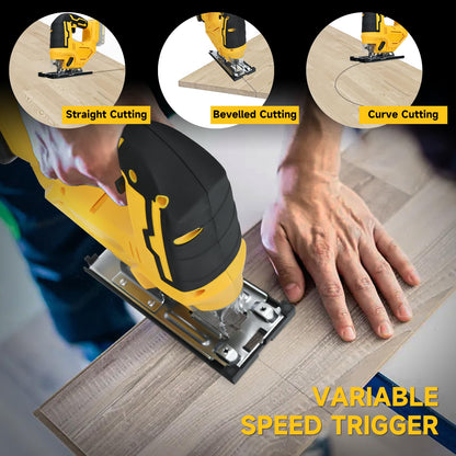 Cordless Jig Saw for DeWalt 20V Battery, 0°-45° Bevel Cuts, Brushless Jigsaw Tool, 3-Position Orbital for Wood/Metal/PVC Cutting - WoodArtSupply