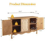 RoyalCraft Sideboard Buffet Cabinet with Storage,49'' Solid Wood Farmhouse Sideboard Credenza Accent Cabinet with 3 Carved Doors, TV Console Table for Entryway, Livng Room, Kitchen, Natural RoyalCraft