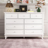 MOUMON Chest of Drawers 9 Drawer Dresser, Modern Contemporary Dresser with Sliver Handles, Wooden Legs, 9 Drawer Cabinet White Dresser for Bedroom (55.1”W x 15.7”D x 37”H) MOUMON