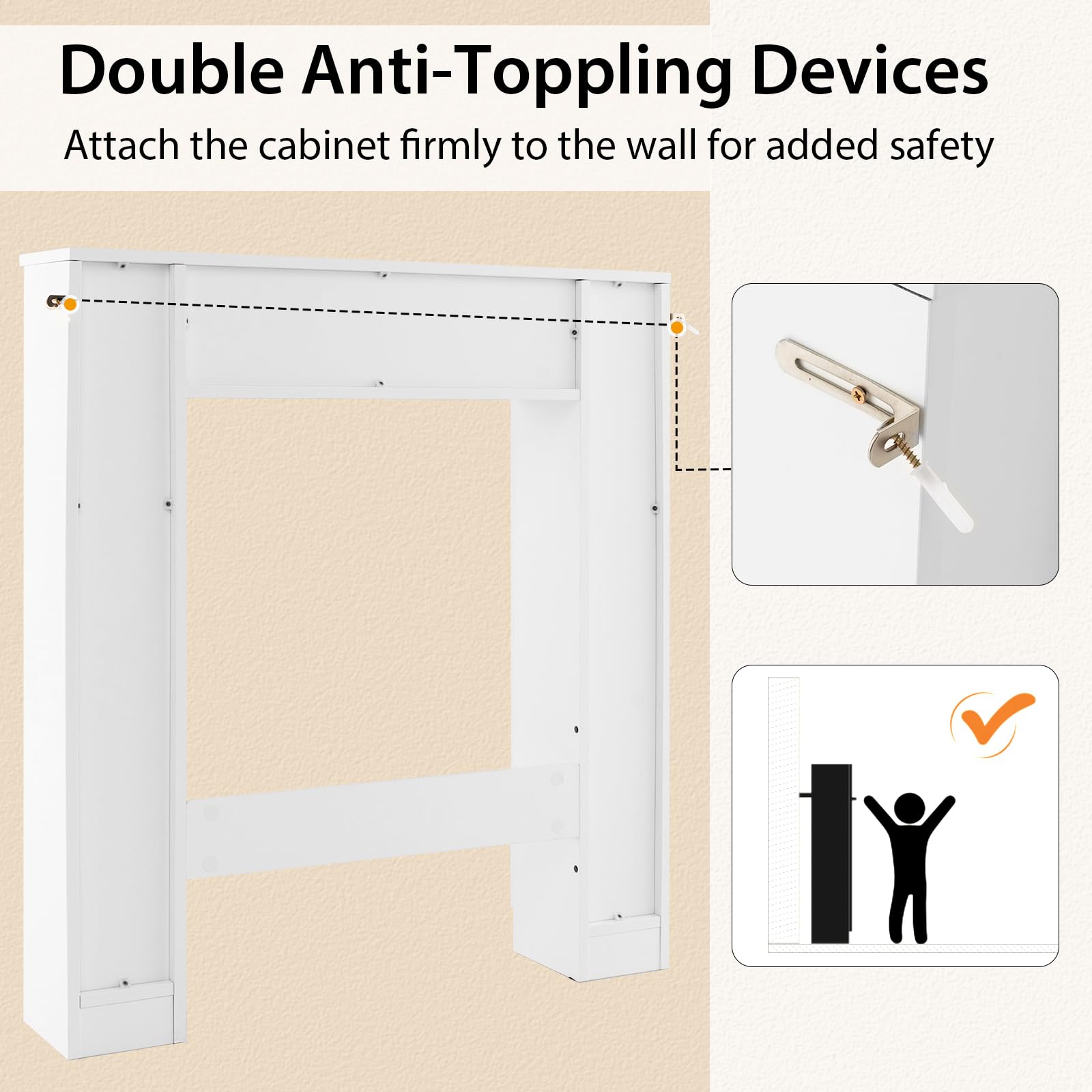 Giantex White Over The Toilet Storage Cabinet with Adjustable Shelves and Double Doors - WoodArtSupply