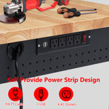 48 Inch Workbench, Adjustable Work Bench with Drawers, Pegboard, Garage Workbench, 2000 Lbs Load Capacity Rubber Wood Top, Heavy-Duty Rolling Work Benches for Workshop Warehouse Euker