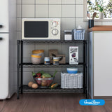 Guan River 3-Shelf Adjustable Metal Shelf Wire Shelving Unit Storage Rack Display Shelf for Office,Kitchen,Bedroom,Bathroom,Laundry,Pantry Basement,Garage(Black,36" L x 14" W x 30" H) Guan River