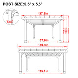 BlueWish 12’ x 14’ Cedar Wood Patio Pergola with Slatted Trellis Roof, Outdoor Pergola Backyard Gazebo with Solid Structure for Deck Yard Grill Party Garden BlueWish