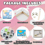 WEMEON Dolphin Paint by Numbers Kit for Kids with Frame and Easel, Easy Paint by Numbers Kits for Kids Ages 4-6, Small Painting by Number for Birthday Gift, Painting Party(10X10inch) WEMEON