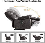 HAOMARKETS Power Recliner Chair with Massage and Heat, 41" Wide Electric Reclining Chairs with USB Port, Breathable Fabric Overstuffed Reclining Sofa for Living Room,Grey HAOMARKETS