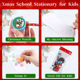 CCINEE 216 Pcs Christmas School Stationary Set for Kids,24 Sets Xmas Party Favors Bulk with Pencils Erasers Treat Bags Stickers for Christmas Goodie Bag Stuffers Gift Exchange Holiday Party Supplies CCINEE