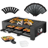 TAMARIT Raclette Party Grill Portable Indoor Electric Korean BBQ Grill 2 in 1 Raclette Table Grill with Ceramic Nonstick Coating Grill Plate 4 Pizza Pans 8 Cheese Trays Upper & Lower Heater,PFAS-No Tamarit