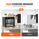 VEVOR Literature Organizers, 5 Compartments Office Mailbox with Adjustable Shelves, Wood Literature Sorter 13.9x12x13 inches for Office, Home, Classroom, Mailrooms Organization, EPA Certified, Black VEVOR