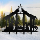 Cinnvoice 40" x 31" Large Metal Nativity Scene Yard Stake Christmas Religious Faith Garden Stakes Waterproof Xmas Outdoor Nativity Yard Decor with Stake for Xmas Holiday Lawns Outdoor Decor(Black) Cinnvoice