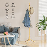 Z&L HOUSE Coat Rack Freestanding, Pure Natural Solid Wooden Coat Tree, 8 Hooks And Adjustable Height Floor Hanger, Used In The Bedroom Living Room Office To Hang Clothes, Hats, Bags Z&L HOUSE