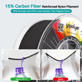 YXPOLYER Carbon Fiber Nylon Filament 3D Printer Filament PA6-CF Filament 1.75mm 1kg with PC Spool, PA6 CF 3D Printing Filament yxpolyer