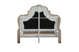 Acme Dresden Faux Leather Tufted Queen Panel Bed in Vintage Bone White ACME Furniture