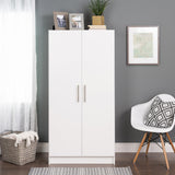 Prepac Armoir, Elite 32"W x 65"H x 24.5"D White Wardrobe Closet & Cabinet - Functional Clothes Storage with Hanging Rail, Armoire Wardrobe Prepac