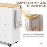 SUNLEI Kitchen Island on Wheels with Storage Cabinet & Foldable Drop Leaf, Rolling Kitchen Table, Cart Handle for Towel Rack, Drop Leaf, Portable Islands for Kitchen (Stylish White, 39.7-INCH) SUNLEI