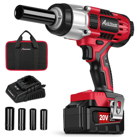 AVID POWER Cordless Impact Wrench, 1/2 Impact Gun w/Max Torque 330 ft lbs (450N.m) (Light Red) AVID POWER