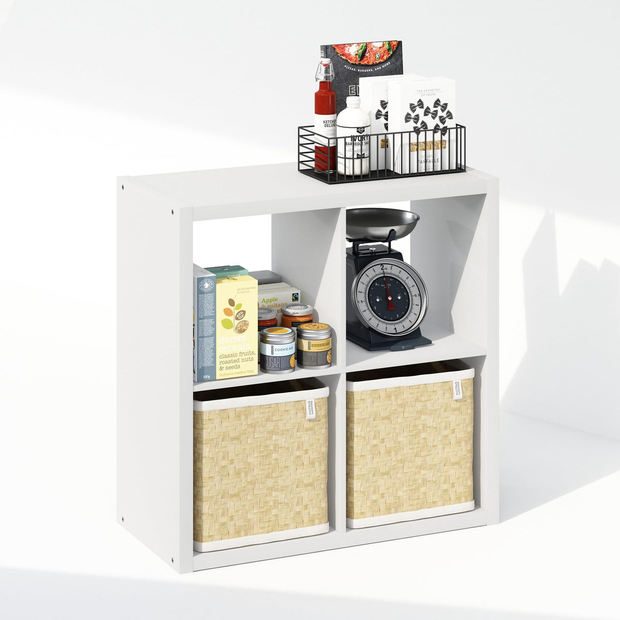 Furinno Cubic Closet Organizers and Storage, 4-Cube Closet Organizer, Open Shelf Closet Storage, Extra Thick Frame for Wardrobe, Bedroom, Living Room, White Furinno