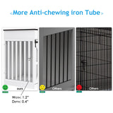 kepptory 48'' Dog Crate Furniture with Divider&Storage Drawers, Wooden Double Dog Kennel Furniture End Table with Sliding Barn Doors, White Double Dog Crate TV Stand kepptory