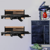 Weysat Wood American Flag Gun Rack Wall Mount with Adjustable Hooks 22 x 10 Inches Police Gear Rack Wall Mounted Rifle Display Case Gun Racks for Hunting Military Men, Law Enforcement Gifts Weysat