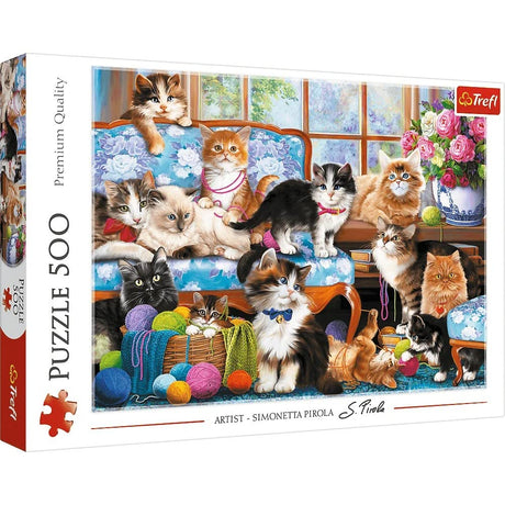 TREFL 500 Piece Jigsaw Puzzle, Cat Family, Animal Puzzle, Sweet Kittens, Simonetta Pirola, Adult Puzzle, Trefl 37425 Trefl