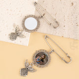 Framendino, 4 Pack Sublimation Blank Bouquet Photo Charms Pin Pouch with Angel Pendant Wedding Memory Bridal Bouquet Picture Charm Clip Bouquet Memorial Charm DIY Jewelry Making 1 Sheet Round Framendino