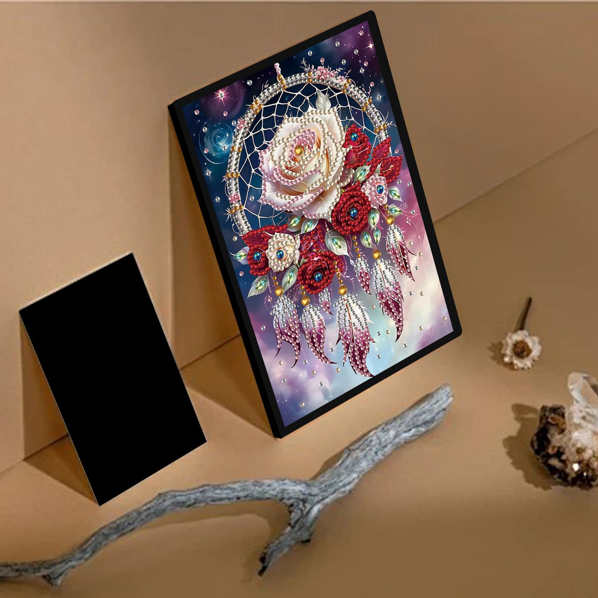 TDFERAN Diamond Art Notebooks DIY Dreamcatcher Flowers Diamond Painting Notebook Gem Art for Adults Valentines Day Journal Special Shaped Crystal Journaling Notebooks Painting Sketchbook TDFERAN