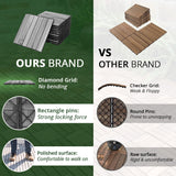 BEEFURNI Acacia Interlocking Deck Tiles (12"x 12" 20 PCS), Wood Deck Tiles Interlocking Outdoor All Weather, Patio Flooring for Indoor Outdoor use, 1 Year Warranty (Light Gray) BEEFURNI