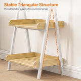 HOOBRO Small Bookcase, Ladder Shelf, 5-Tier Wall-Leaning Shelf, Freestanding Storage Rack, Display Stand, for Living Room, Home Office, Balcony, Bedroom, White and Natural WN151CJ01 HOOBRO