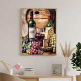 PUAGEMTI Grapes Wine Diamond Painting Kits, Drinks Flowers 5D Diamond Painting for Adults DIY Full Drill Sparkling Diamond Painting Decorate The Room 12x16 inch PUAGEMTI