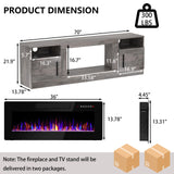 PRETZI Fireplace TV Stand with 36" Fireplace Up to 80" TVs,70" Entertainment Center with LED Lights,Remote Control,TV Media Console with Storage Cabinets for Living Room, Gray PRETZI