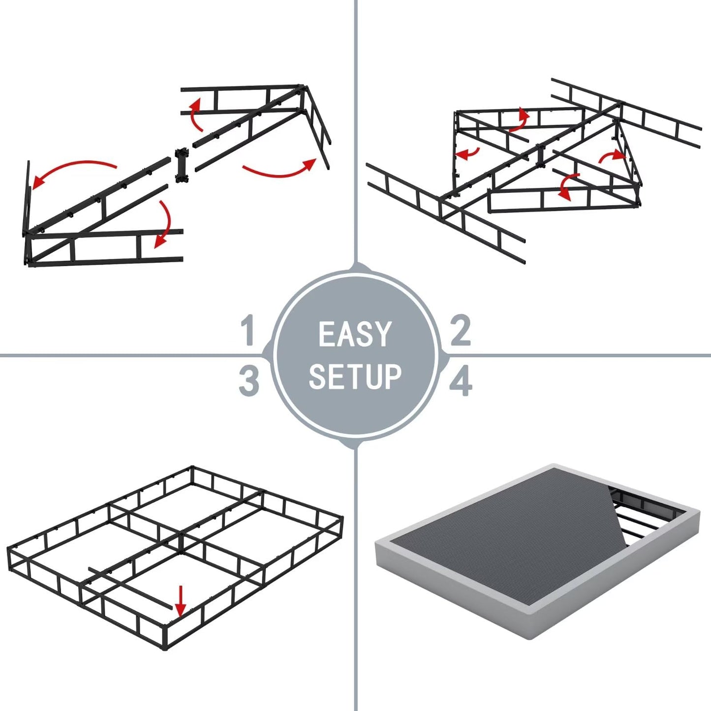 ALDRICH Box Springs King Size 9 Inch, Heavy Duty Metal Frame Mattress Foundation with Easy Clean Cover, Noise Free, Easy Assembly