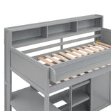 XD Designs Grey Twin Size Loft Bed with Integrated Desk, Wardrobe, and Storage Shelves XD Designs