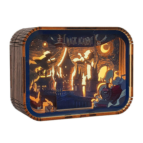 XM-GENYUE 3D Wooden Carving LED Night Light with Speaker, Wood Carved Lamp Modern Festival Decoration Home Decor Desktop Desk Table Living Room Bedroom Office XM-GENYUE