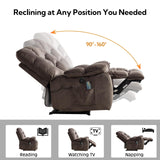 HAOMARKETS Oversized Power Recliner Chair with Massage and Heat, 41" Wide Electric Reclining Chairs with USB Port, Breathable Fabric Overstuffed Reclining Sofa for Living Room Bedroom (No Lift) HAOMARKETS