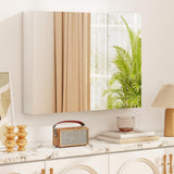 Tangkula Mirrored Medicine Cabinet, Large Wide Wall Mounted Storage Cabinet with 3 Mirror Doors & Adjustable Shelf, Hanging Bathroom Organizer, White, 34.5 x 5 x 25.5 Inches Tangkula