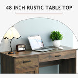 MaverickFurni Farmhouse Computer Desk with 2 Drawers & Storage Cabinet, Compact Home Office Desk for Small Spaces, Wooden Executive Desk for Study, Bedroom, Brown MaverickFurni