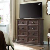 IFGET Farmhouse 8 Drawer Dresser for Bedroom, Tall Chest of Drawers, Chest of Drawers Organizer Storage, Wood Rustic Bedroom Dresser for Closet, Living Room, Hallway, Brown IFGET