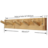 SKOLOO Wooden Wall Mounted Coat Rack,16'' Hole to Hole, 5 Pegs Bamboo Wall Hook for Hanging Clothes Robes Towels Hats,Natural Gold SKOLOO