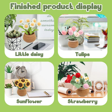 kgxulr Crochet Kit for Beginners, Sunflower Crochet Kit Beginner Crochet Starter Kit for Complete Beginners Adults, Crocheting Knitting Kit with Step-by-Step Video Tutorials (Sunflower) kgxulr