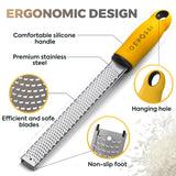 Stainless Steel Cheese and Citrus Zester Grater w/Extra Sharp Blade - Perfect for Lemons, Parmesan, Garlic, Chocolate - Spice Up any Kitchen Dish in Seconds with Your Premium Hand Held Shredder GEROSSI