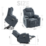 Trustyue Upgraded Power Lift Recliner Chair with Massage & Heat, Premium Motor, Max 155° Reclining, Standing Assistance for Elderly, USB Ports, Stainless Steel Cup Holders, Chenille Blue Trustyue