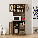 Lomojo Kitchen Storage Cabinet,71" Pantry Cabinet,Coffee Hunth Freestanding Cabinet,Farmhouse Tall Kitchen Cabinet Organizers and Storage with Doors & Adjustable Shelves Rustic Brown Lomojo