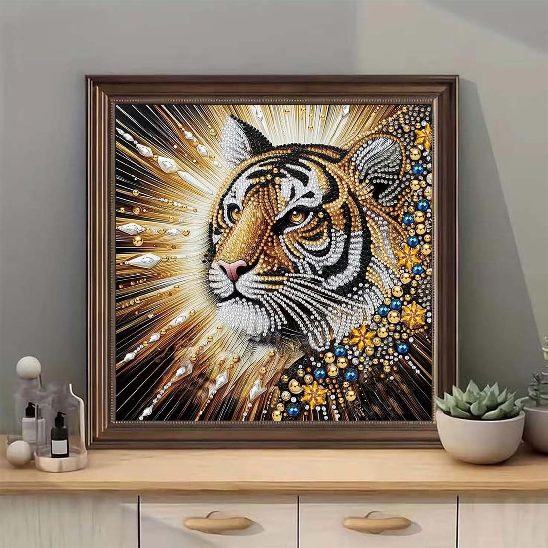Tiger Diamond Art Kits for Adults Beginners,Animal Diamond Painting Kits,5D Special Shape Crystal Rhinestones Paint by Diamonds and Crafts for Adults Home Wall Decor 12 X 12inch SHICERNHJ