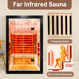 Far Infrared Home Sauna for 2 Person, 2000W 110V Indoor Sauna, Wooden Dry Spa Room with Red Light Therapy, Control Panel, Bluetooth Speaker InfraHHZQ