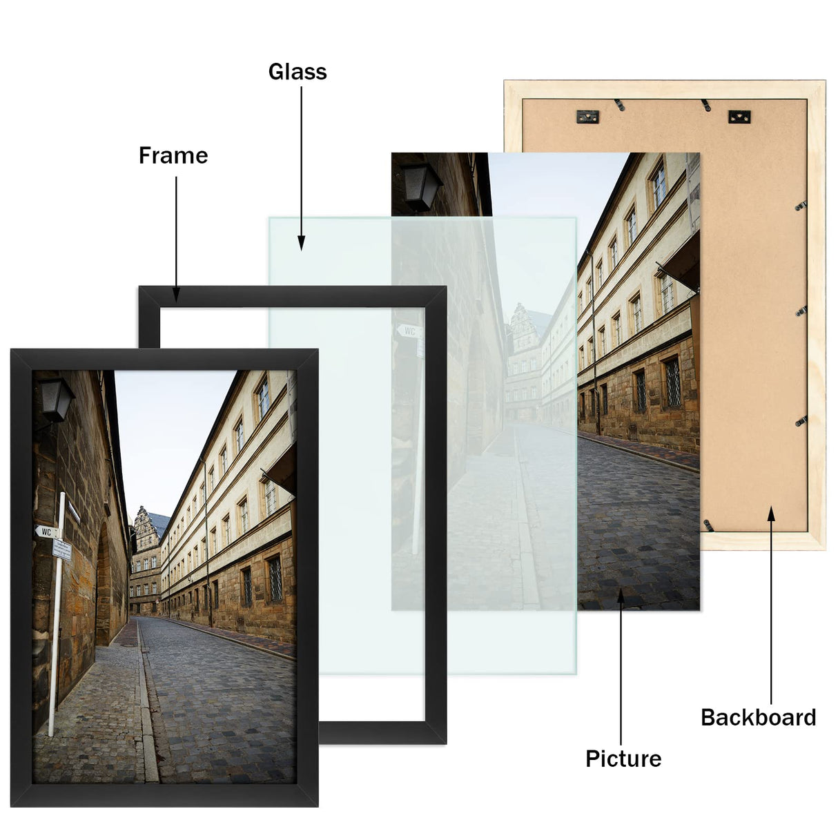 Golden State Art, 16x24 Solid Wood Black Picture Frame, Tempered Glass - Horizontal and Vertical for Wall Display - Great for Wedding Photos, Family Portraits, Posters, 1 Pack Golden State Art